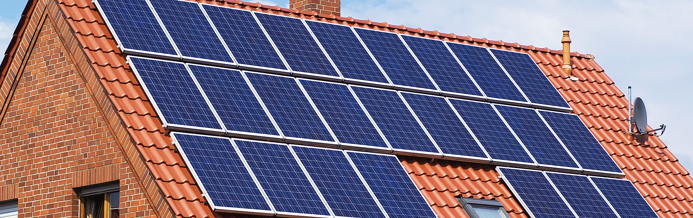 Solar panels on a residential tiled roof